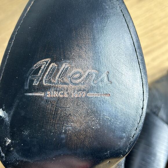 Allens Boots Black Goat Leather Reptile Cowboy Boots Bootie Size 8 - Picture 16 of 16